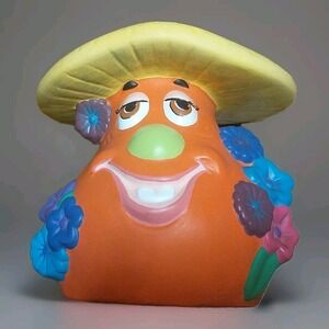 Vintage Mushroom Coin Bank Anthropomorphic Whimsical Money Bank Colorful Flowers